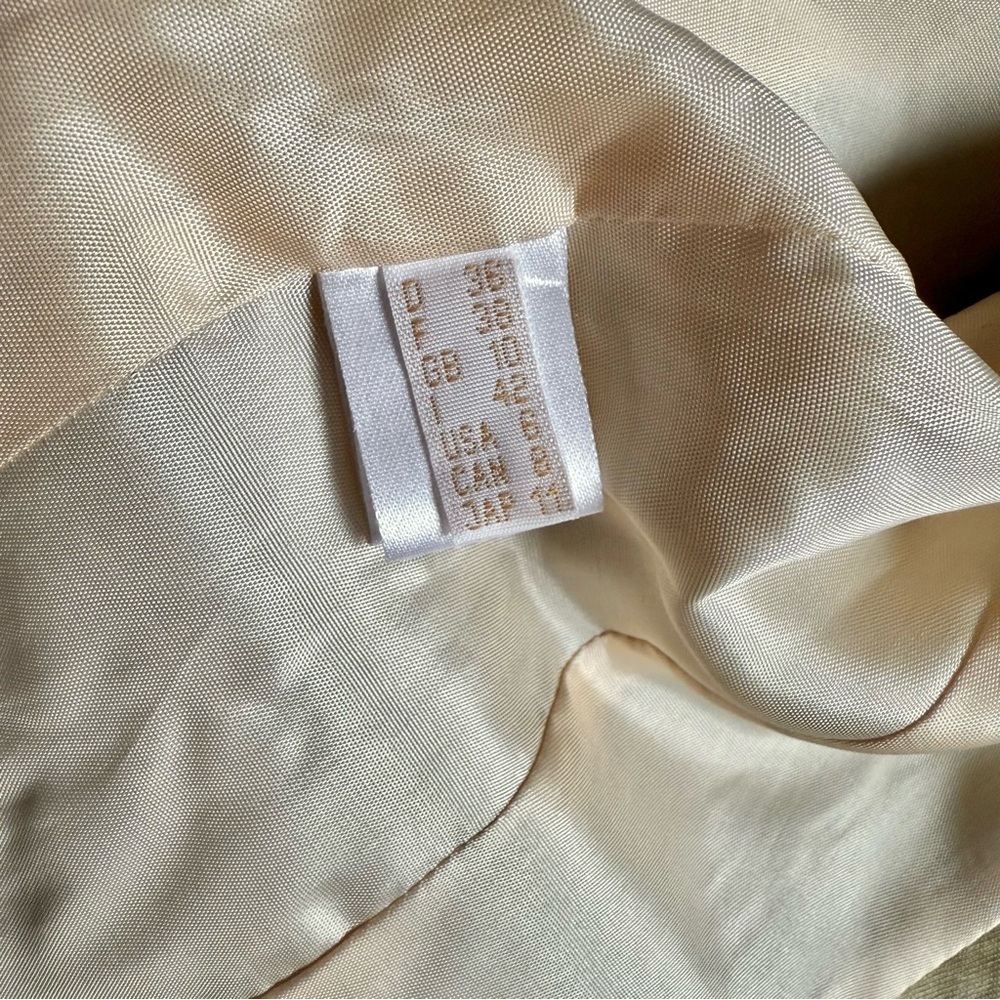 ALEXANDER 6 Celery Green Abstract Print Crinkle Safari Blazer Jacket Size 6 - Picture 6 of 15